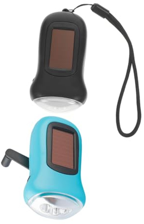 jojofuny 2stücke Solarbetriebene Taschenlampe Mit Handkurbel Wiederaufladbar Tragbar Für Camping Und Wandern Led-notfalllicht Und Robust Für Outdoor-nutzung