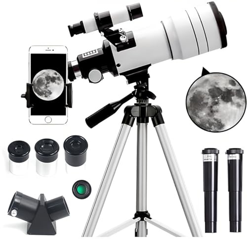ACESOME Teleskop für Kinder Erwachsene, Telescope Astronomy Vergrößerung 15-150x, 70mm Spiegelteleskop, Teleskop mit Handyhalterung und Sonnenfilterfolie