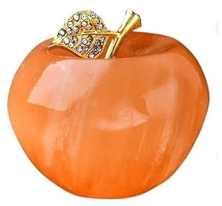 MIXIUJIEN Scultura natalizia in gesso naturale marocchino, mela decorativa realizzata a mano, con foglia d'oro, decorazione natalizia (Orangeapple), One Size, Agata