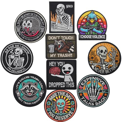 10 St. Lustiger Aufnäher Patch Kompatibel mit Klettverschluss, Flicken zum annähen/aufbügeln mit Stickerei Hook Loop für Taktische Kleidung Rucksack Uniform Weste Jacken Jeans Hunde