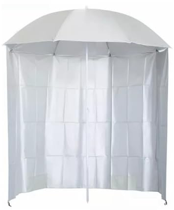 MACAGGTNTU 200cm Parasol De Pêche avec Rideaux Latéraux, Anti UV Parasol De Plage Portable Parasol De Terrasse avec Rideau Pare-Soleil(Beige)