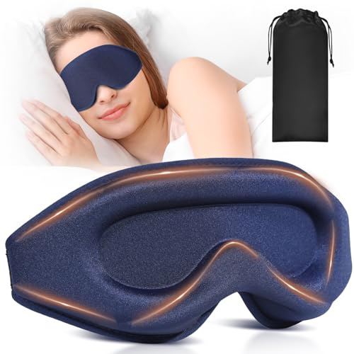 2025 Antifaz para dormir de lado, máscara de ojos 3D, 15 mm con cuencas profundas y almohadillas nasales elevadas, bloqueo de luz y transpirable, para hombres y mujeres, gafas de dormir de seda de