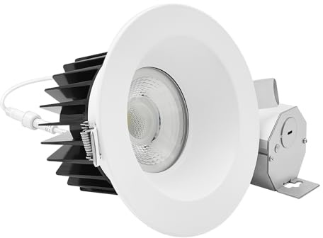 LUXRITE 5 Inch LED Recessed Light, Regressed Spotlight with Round White Interchangeable Trim, 22W, 1800LM, 5CCT 2700K–5000K, 38°, Dual Dimmable, Twist-N-Lock, CRI90, Wet & IC Rated, ETL Listed