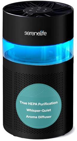 SereneLife Purificateur d'air portable | Petit purificateur d'air pour la maison, les allergies, les poils d'animaux et les chambres | Rappel de changement de filtre et boîte d'arômes | Filtration