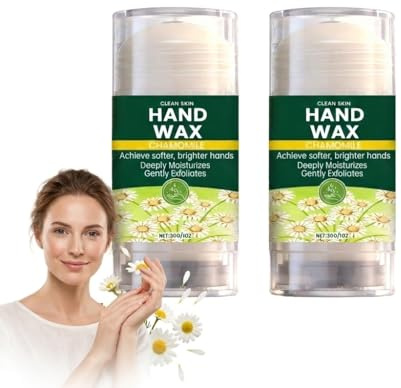 Kamomill handvaxkräm, djup, försiktigt exfolierande handvård, fuktgivande handmask för dagligt bruk, kamomill bivax-handbalsam penna, reparerar sprucken (2 st)