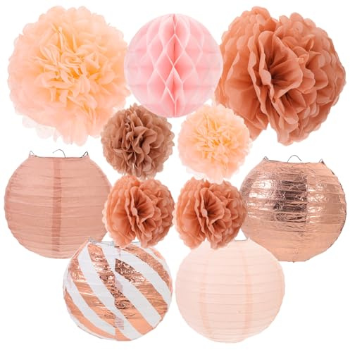 GALPADA Set da 1 Palla Decorativa a Nido d'Ape in Carta Color Oro Rosa per Feste, Decorazione da Appendere per Compleanni e Party All'aperto