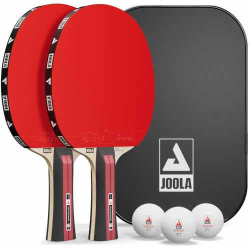 JOOLA Team Advanced Tischtennis Set - 2 Tischtennisschläger + 3 Tischtennisbälle + Tischtennishülle - 6-teilig