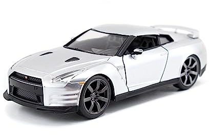 Jada Fast & Furious 1:32 2009 Brian's Nissan GT-R R35 Druckguss-Auto, Spielzeug für Kinder und Erwachsene (Silber)