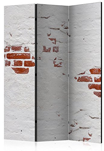 RAUMTEILER/PARAVENT B&D XXL Raumteiler Ziegel-Optik Foto Paravent 135x172 cm beidseitig auf Vlies-Leinwand Bedruckt Trennwand Spanische Wand Sichtschutz Raumtrenner Home Office rot grau f-B-0116-z-b