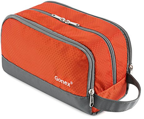 Gonex Travel Toiletry Bag Nylon, Shaving Bag Toiletry Organizer Orange