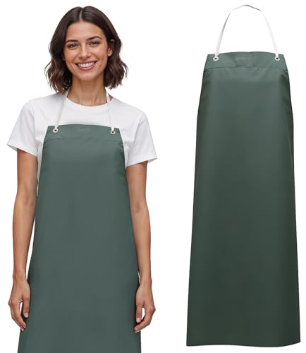 KLEEN CHEF Waterproof PVC Apron for Dishwashing, Grooming, Cleaning, Cooking, Butchery, Heavy Duty Aprons for Men & Women, Green, Large 47” x 35” | 12.5 MIL