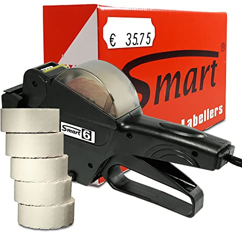 Preisauszeichner SET Smart 6 inkl. 7.500 Preisetiketten 26x12 - weiss ablösbar | Preisauszeichnungsgerät | HUTNER