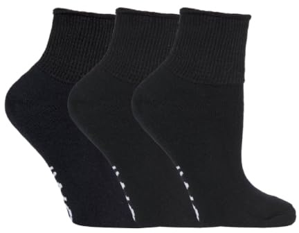 IOMI - 3 Pairs Extra Wide Cotton Cushioned Short Ankle Diabetic Socks for Swollen Feet and Legs