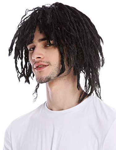 WIG ME UP - CXH-001-P103 Perücke Herren Damen Halloween Karneval Dreadlocks Rasta Afro Karibik Look kurz schwarz