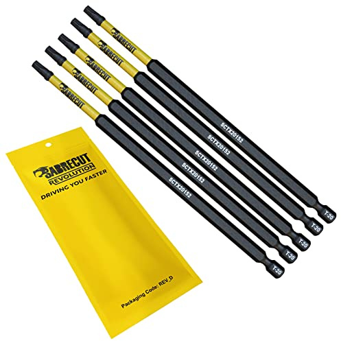 SabreCut 5pcs SCTX20152_5 152mm T20 TX20 Embouts vissage choc Robuste | Pointes forgées et acier de torsion traité thermiquement améliorent résistance aux chocs et durabilité