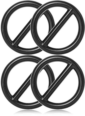 Ganzoo O-Ring mit Steg aus Metall für Hunde-Leine und Halsband, rostfreier legierter Stahl, Schwarz, 25 mm Innendurchmesser / 33 mm außen, 4 Stück, für Paracord-Flechtarbeiten