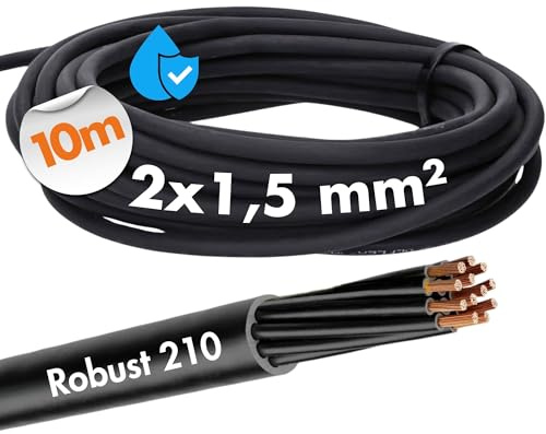 10 Meter Lapp 0021928 Ölflex Robust 210 Allwetter Steuerleitung 2 x 1,5 mm² I Leitung Außenbereich 2x1,5 ohne grün-gelben Schutzleiter I schwarze nummerierte Adern