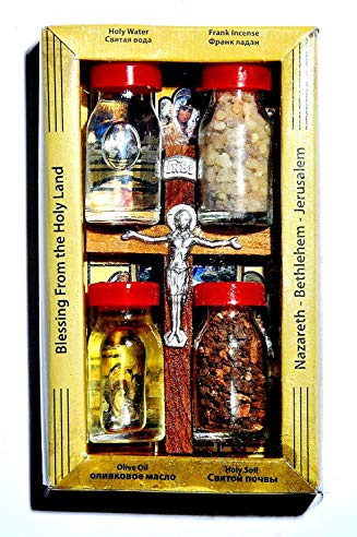 Kit de bendición para el hogar Botellas y cruz de Tierra Santa Jerusalén