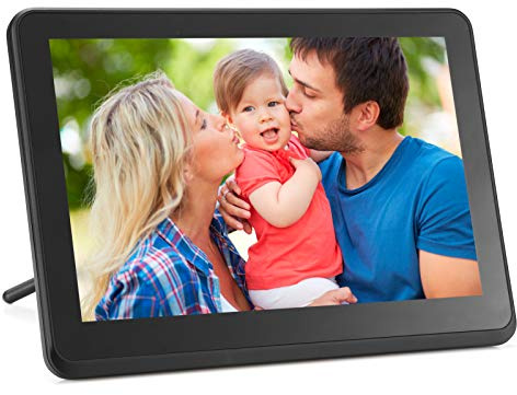 Digital Photo Frame WiFi Digital Picture Frame kimire 1920x1080 Touch Screen, Support Thumb USB Drive and SD Slot, Music Player, Alarm Clock, Share Photo and Video via APP, Cloud, Email(10inch Black)
