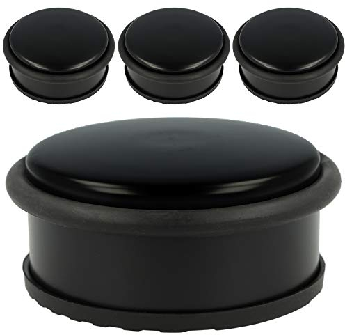 Westcott Türstopper aus Edelstahl Schwarz 4 Stück | Runder Türstopper mit 1,2kg Eigengewicht | Türschonender Gummiring | Extra rutschfeste Unterseite | ⌀ 10cm, Höhe 4cm | E-19002 00