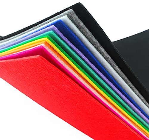 Yimihua Filzstoff, Filz Stoff Bastelfilz Farbig Filz Blätter Vliesstoff 40 x 50 cm Kinder DIY Zubehör zum Handwerk Nähen Projekte,2mm Dicker (Color:Mix 12 Colors)