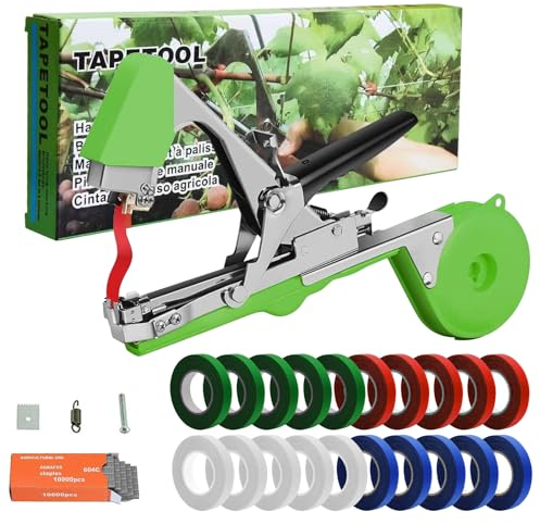 Maquina Atar Tomates Pepino,Herramientas Jardineria Atar de Mano Planta,Jardín Tape Tool jardineria atadora de viña Maquina para Atar Plantas Verduras Tomates Fruta Flores Vegetales