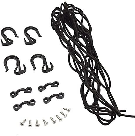 YZ-LIANG Kayak Canoe Deck Cargo Net Elastic Elastic Net Rope Hook Deck Rigging Set