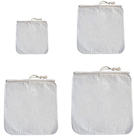 3 bolsas de leche de frutos secos, reutilizables, lavables, de tela de algodón, filtro para leche de almendras, jugo, queso cottage, yogur, leche de soja