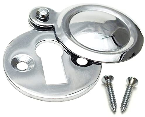 Rosace de serrure ronde recouverte de chrome pour porte d'entrée victorienne avec vis pour portes intérieures pour plus de sécurité et de protection contre les dommages causés par les clés.
