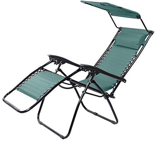Patio Lounger Deck Chair in Garden Outdoors Folding Zero Gravity Chair with Canopy Portable Reclining Lawn Chairs Supports 200kg
