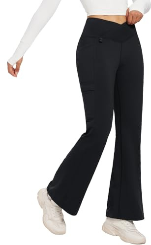 baleaf Pantaloni Trekking Donna Impermeabili Pantaloni Termici Invernali con Tasche Leggings Felpati Sportivi Outdoor Nero M
