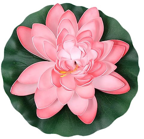 BCOATH Künstlicher Lotus Schwimmende für Teich Aquarium Garten Terrasse Deko Realistische Künstliche Schwimmblume aus Eva 17cm Hellrosa Wiederverwendbar Pflegeleicht für Innen und Außenbereich
