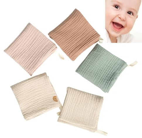 EHOTER Mulltücher 5 Stück Musselintücher für Babys Saugstark Waschlappen Mullwindeln Spucktücher Baumwolle, Handtuch, Baby-Waschlappen, Badetuch, Taschentuch