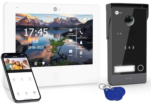 Neolight Videocitofono WiFi 2 Fili RFID Video Citofono Smart con APP Monitor Interno Full HD 7 Pollici Touch Screen Telecamera a Colori Full HD Notifica push APP