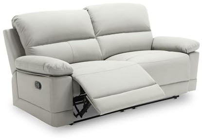 Mobilier-Deco Denys - Canapé 2 Places Relax Manuel Simili Cuir Gris Clair
