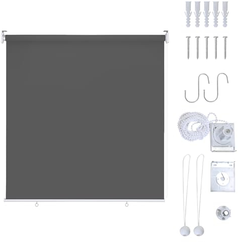 Ansobea Store vertical extérieur, 140 x 140 cm, store vertical extérieur, ombrage et brise-vue pour l'intérieur et l'extérieur, gris foncé