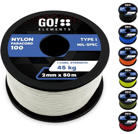 Paracord 100 Typ I | ø 2mm - 3 Kerne - max. 45 kg | 100% Nylonschnur, Seil - reißfest | Allzweckseil, Survival Schnur, Nylonseil, Reepschnur & Maurerschnur
