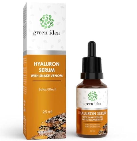 Green idea Hyaluron Serum mit Schlangengift, Anti Aging Gesichtsserum 25 ml | Hyaluronsäure, Soforteffekt gegen Falten & Linien, Lifting Serum für Gesicht & Dekolleté, Feuchtigkeitspflege für reife Haut
