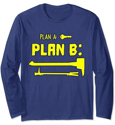 Funny Firefighter Crowbar Tool and Sledgehammer Gift Long Sleeve T-Shirt