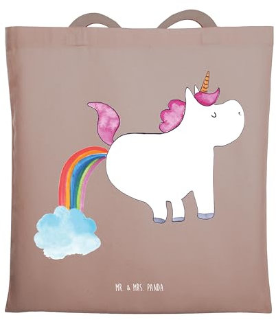 Mr. & Mrs. Panda Tasche Einhorn Pupsen - Geschenk, Glitzer, Beutel, Regenbogen, Lustig, Schultasche, Unicorn, Umhängetasche, Freundin, Einkaufstüte, Strandtasche
