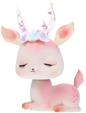 ABOOFAN Kunstharz Schreibtischdekoration Kleine Rosa Hirschfigur mit Wackelkopf Dekorative Deerlet Puppe für Auto Armaturenbrett und Desktop Dekoration