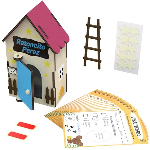 Puerta ratoncito perez - Casita ratoncito perez - Caja de dientes de leche para niños - Cajita dientes ratoncito perez - caja para dientes de leche - Casa ratoncito perez puerta magica - Madera - azul
