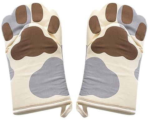 1 Pair Oven Gloves Cute Cat Paw Microwave Oven Mitts Heat Resistant Kitchen Cooking Pizza Bread Baking Gloves Kitten Paw Mittens Pot Holder Elbow Cuff Grilling BBQ Gloves for Women