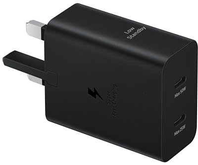 Samsung Galaxy Official 50W Duo Super Fast Power Adapter (with USB-C to C Data Cable), Black