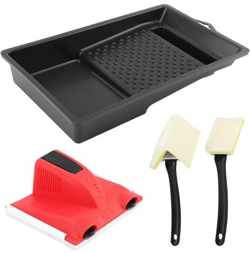 Paint Edger Tool with Trim and Touch-Up Pad, Paint Pad Tray Set Easy to Use Edge Painting Tool, Painting Wall Edges Pad for Home Interior, Trim Smart Paint Edger for High Ceiling