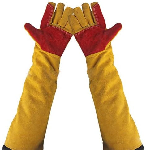 EHRGK Leather Welding Gloves 23.6 Inches Fire Heat Resistant Welders Gloves,Long Sleeve Welders Gloves Work Gloves for Forge,MIG,BBQ,Oven,Grill,Fireplace,Wood Burners Accessories