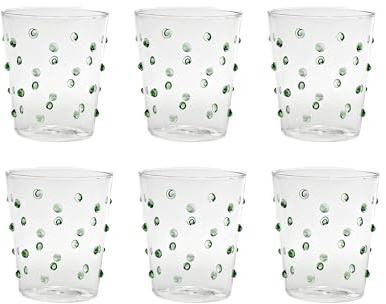 Zafferano Party Gläser Set aus Borosilikatglas im Polka Dot Design (Grün)