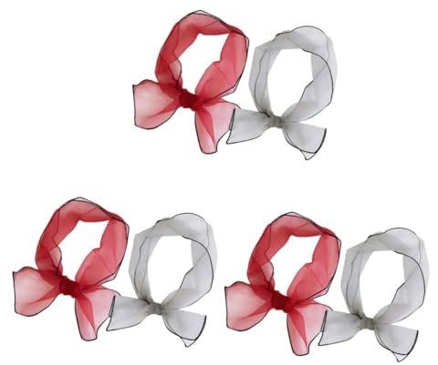 SOIMISS 6pezzi Sciarpe Organza Solidali Per Donne Elegante Foulard Per Cerimonie e Occasioni Speciali Rosso Bianco