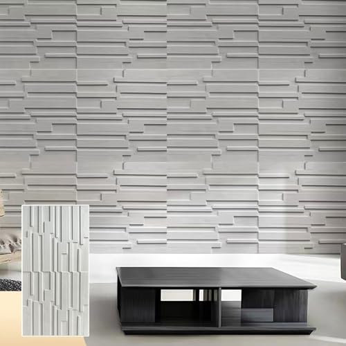 Innovz 3D Fluted Textured Wall Panel, TV Background Slat Tile Wall Décor PU Panels 23.6 X 47.2in, Living Room Bedroom Basement Stairs Wall Covering Panel(White,1pc)