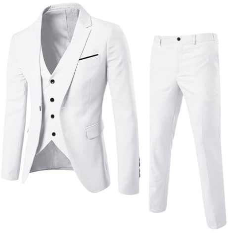 Meaunzyl Abito Completo Uomo 3 Pezzi Regular Fit Wedding Tuta Sartoriale con Revers a Lancia a 1 Bottone Blazer Panciotto Pantaloni Abito da Sposa Traspirante Costume per Il Tempo Libero